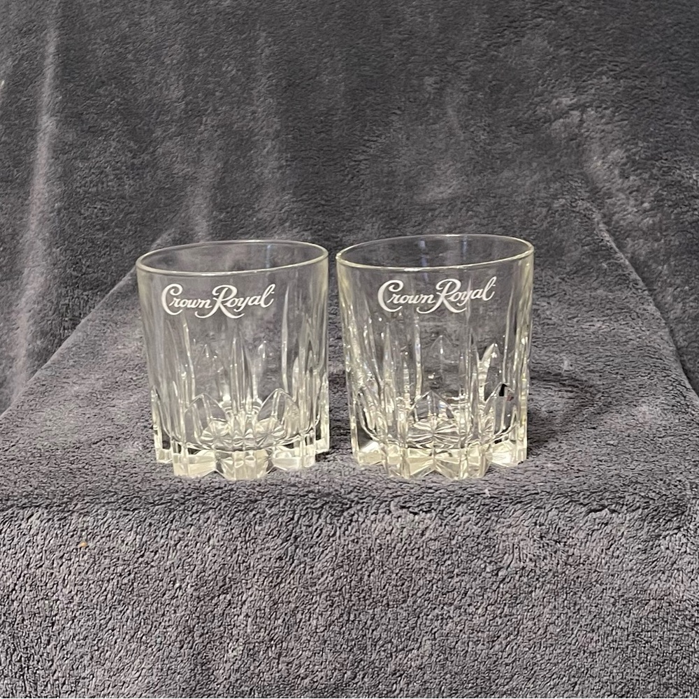 Vintage Crown Royal Starburst Pattern Lowball Glasses Set of 2.